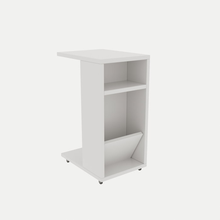 Hanah Home Mesa Auxiliar Filinta, Estilo Escandinavo, Mesita Moderna Blanca, 30x63x40cm, Ideal Salón y Dormitorio